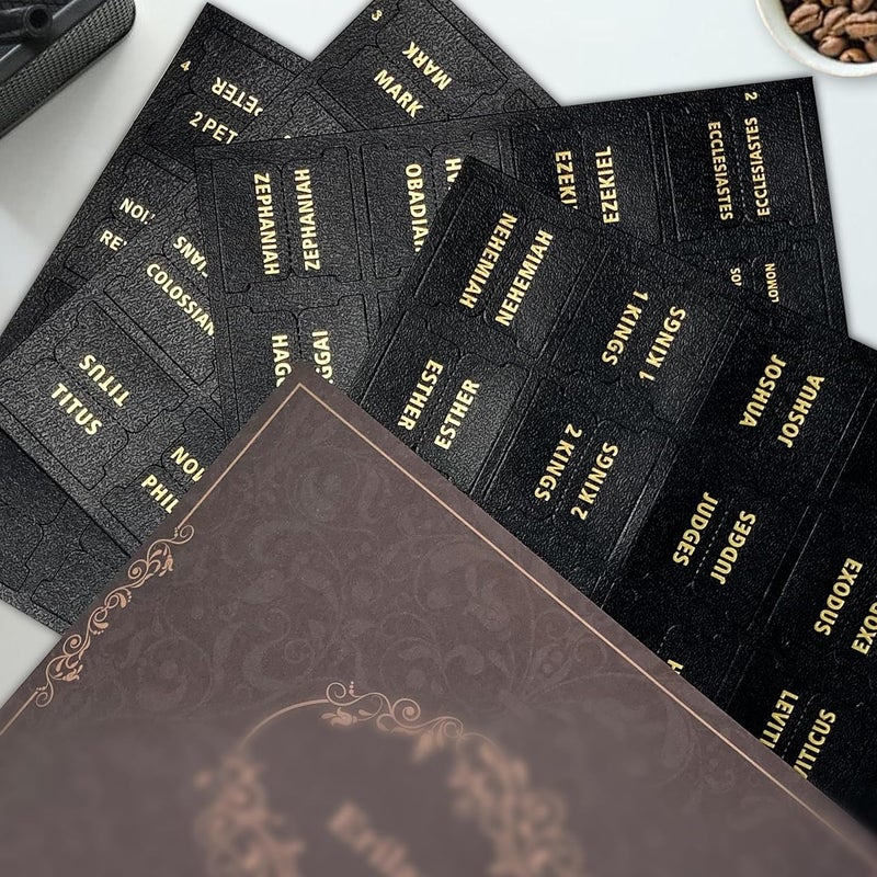 Erilano Bible Tabs for Women and Men, Leather Paper Bible Index Tabs,Large Gold Foil Laminated Tabs,Bible Tabs for Study Bible,Large Bible Index Tabs for Easy Easy to Read﻿ (Black) - Image 5
